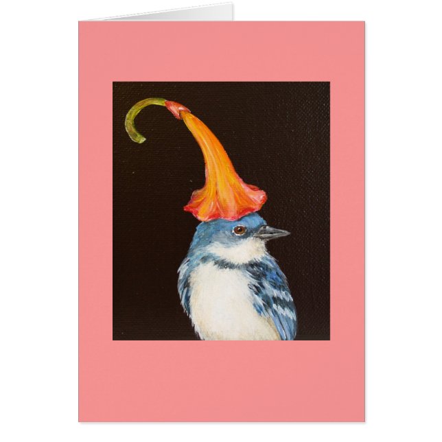 Curruca cerúlea con la tarjeta de la flor de (Frente)