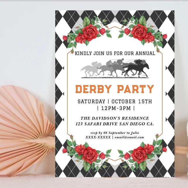 Curso moderno de caballos Derby Fiesta Invitación  (Subido por el creador)
