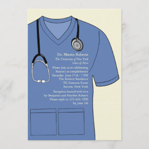 Cursos médicos Invitación a graduación azul