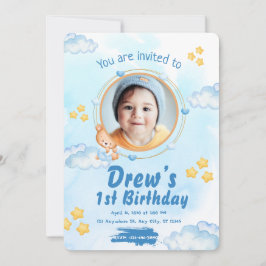 Curte 1ᵉʳ Baby Boy Birthday Invitación