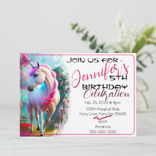 Curte 3D Espíritu Unicorn Pony 33 Invitación de cu