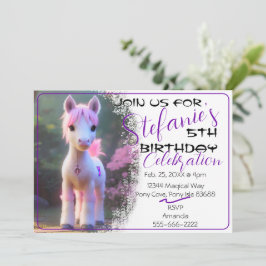Curte 3D Spirit Pony 10 Invitación de cumpleaños