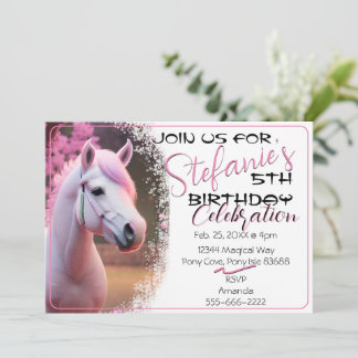 Curte 3D Spirit Pony 12 Invitación de cumpleaños