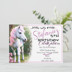 Curte 3D Spirit Pony 17 Invitación de cumpleaños
