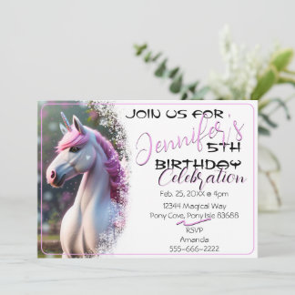 Curte 3D Spirit Pony 32 Invitación de cumpleaños