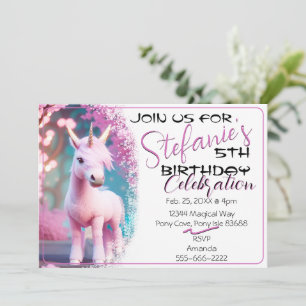 Curte 3D Spirit Unicorn Pony 15 Invitación de cump