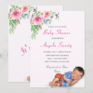 Curte acuarela es una invitación Chica a Baby Show