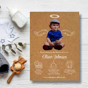 Curte Angel Bautizo Invitación Christening Bautism
