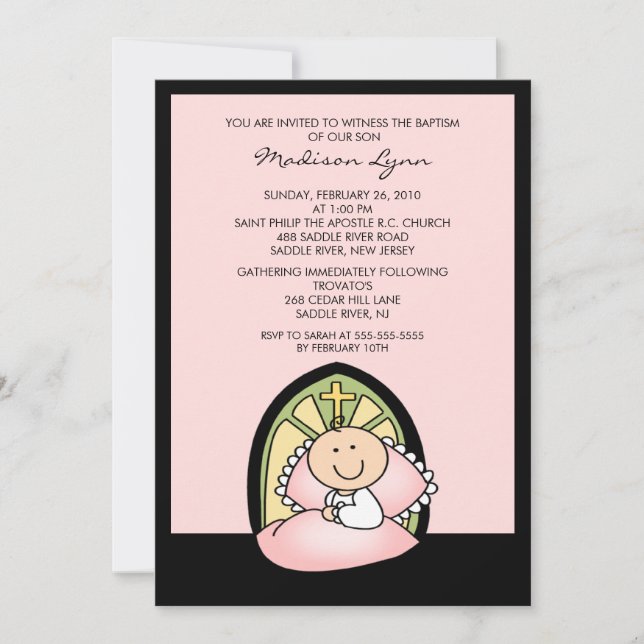 Curte Baby Baptism Christening Invitación (Anverso)