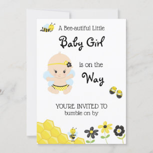 *~* Curte Baby Bee Girl Shower Invitación