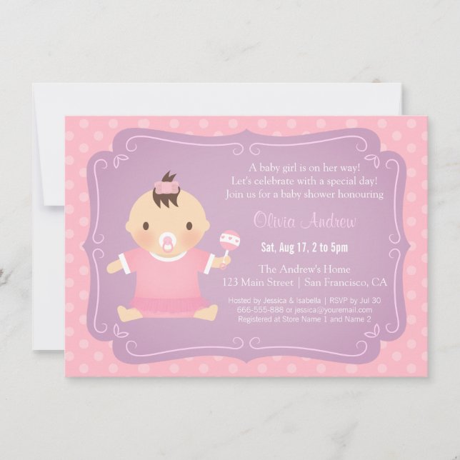 Curte Baby Girl Tutu Baby Shower Invitaciones (Anverso)