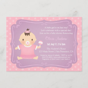Curte Baby Girl Tutu Baby Shower Invitaciones