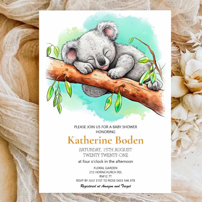 Curte Baby Koala Baby Shower Invitación (Subido por el creador)