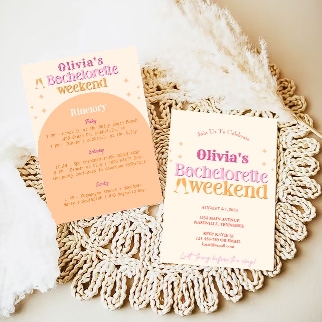 Curte Bachelorette Weekend Invitación Itineraria (Subido por el creador)