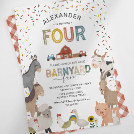 Curte Barnyard Farm 4ª Invitación de cumpleaños