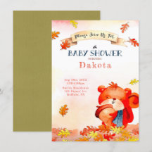 Curte Bear Fall Otoño Invitaciones a la ducha para