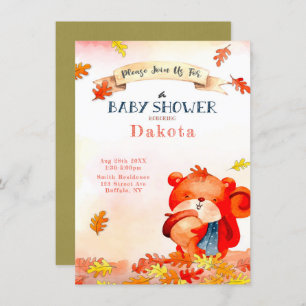 Curte Bear Fall Otoño Invitaciones a la ducha para
