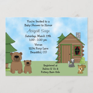 Curte Bears y Cabina Invitación a Baby Shower