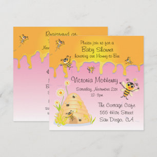 Curte Bee HIve Baby Girl Invitación a la ducha