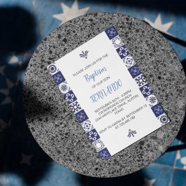 Curte Blue Mexican Baptism Bautizo Invitación