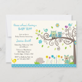 Curte Blue Owl Boy Baby Shower Invitaciones