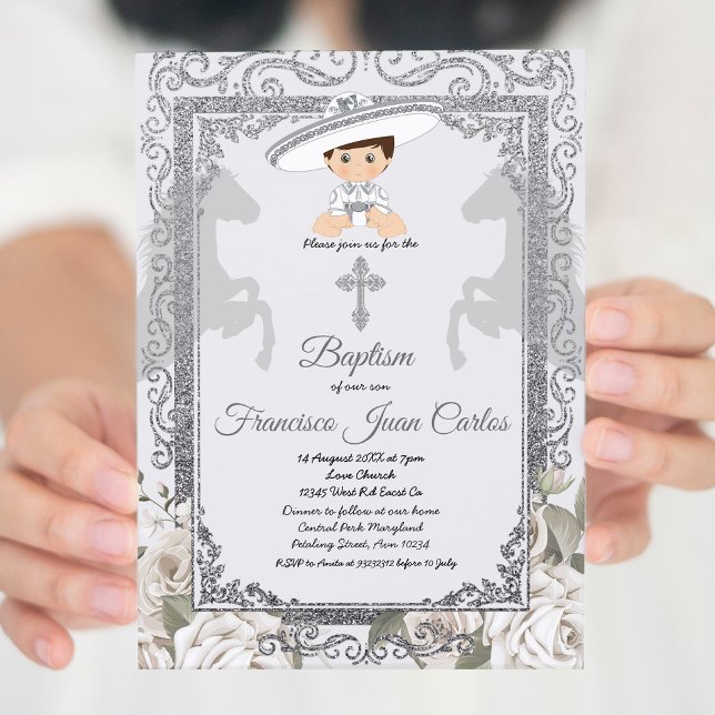 Curte Boy Charro Baptism Invitación a la Cristiand (Subido por el creador)
