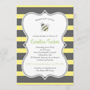 Curte Bumblebee Stripes Baby Shower Invitación