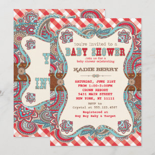 Curte Country Western Baby Shower Invitaciones