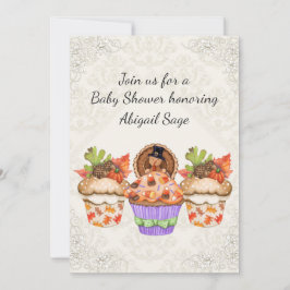 Curte Cupcakes Acción de Gracias Caída Invitación 