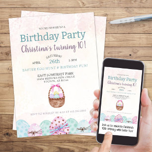Curte Easter Egg Hunt Birthday Party Invitación