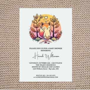 Curte Fox Colorful Baby Shower Invitación