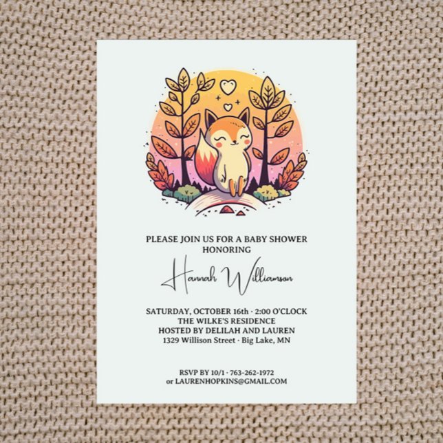 Curte Fox Colorful Baby Shower Invitación (Subido por el creador)