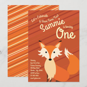 Curte Fox Colorful Invitaciones de primer cumpleañ