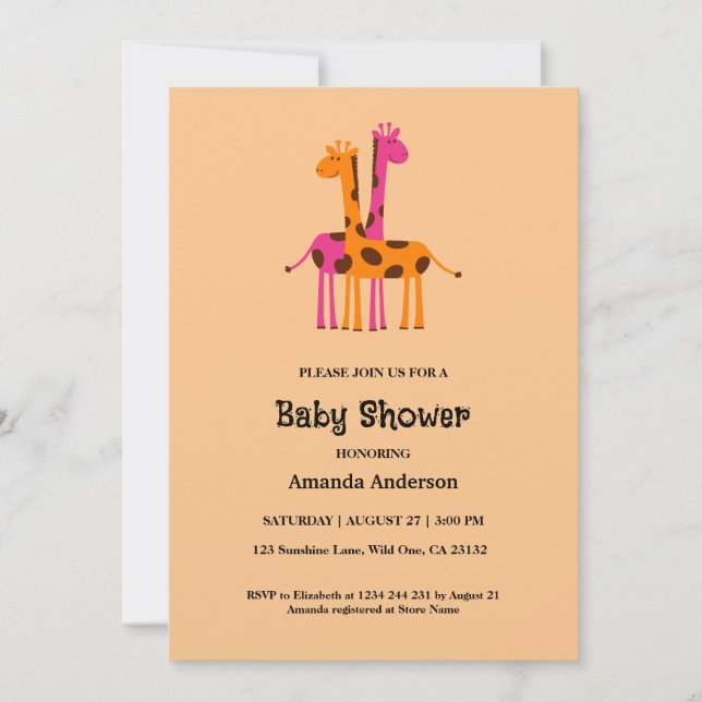 Curte Giraffe Baby Shower Invitaciones (Anverso)