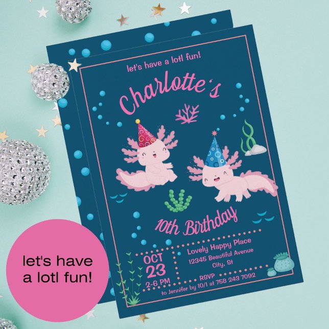 Curte Happy Axolotl Birthday Party Invitación (Subido por el creador)