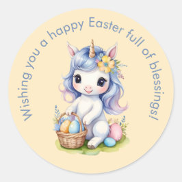 Curte Happy Easter Blessing Pegatina de Unicornio