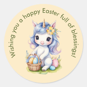 Curte Happy Easter Blessing Pegatina de Unicornio