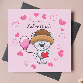 Curte Happy Valentines Day Bear Texto personalizad
