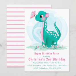 Curte invitaciones de segundo cumpleaños de dinosa