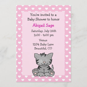 Curte Kitten Baby Girl Invitación A La Ducha