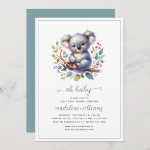 Curte Koala Oh Invitación a Baby Shower