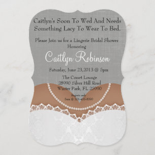 Curte Lace Bra Lingerie Bridal Shower Invitación