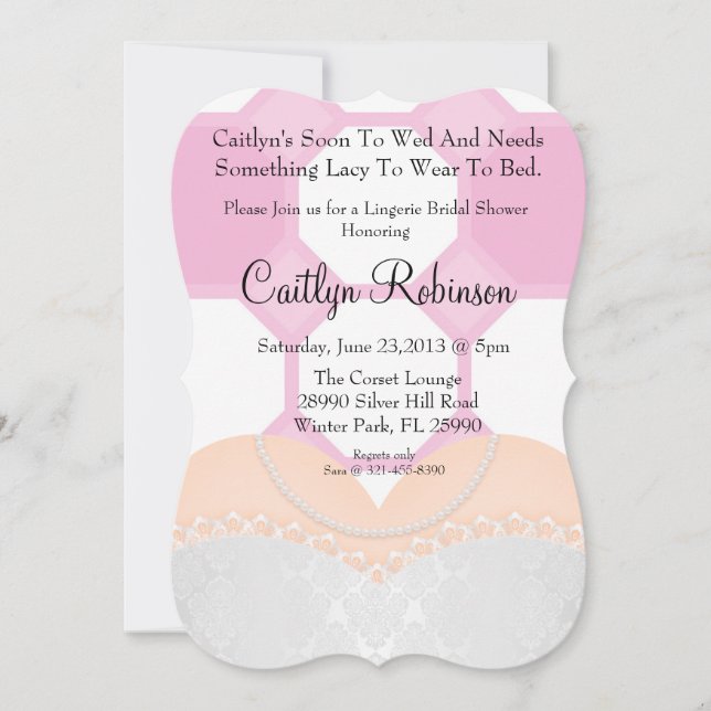 Curte Lace Bra Lingerie Bridal Shower Invitación (Anverso)