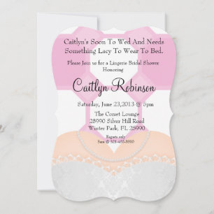 Curte Lace Bra Lingerie Bridal Shower Invitación