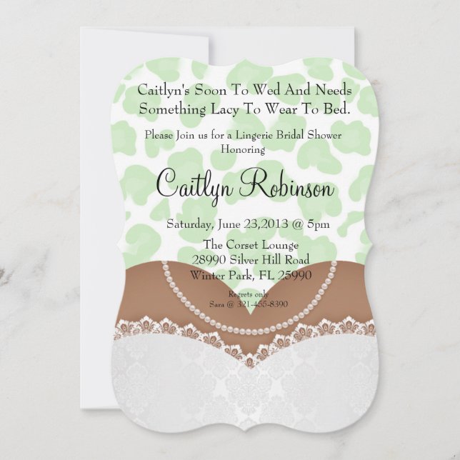 Curte Lace Bra Lingerie Bridal Shower Invitación (Anverso)