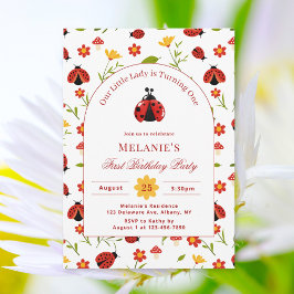 Curte Ladybug Primera Invitación de Cumpleaños
