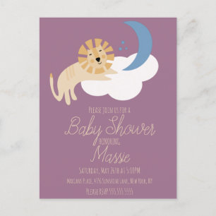 Curte Leon Moon Cloud Invitación Baby Shower Postc