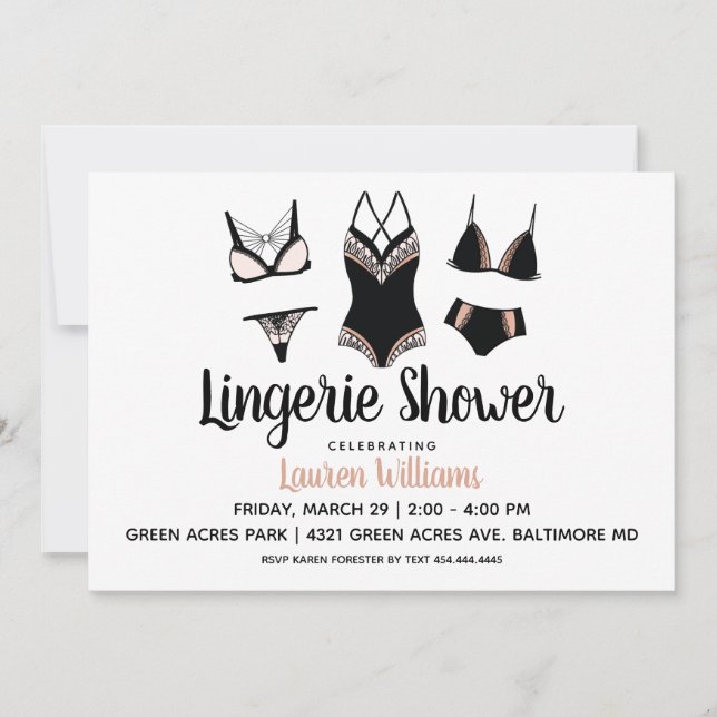 Curte Lingerie Bridal Bachelorette Invitación (Anverso)