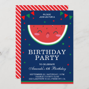 Curte Little Watermelon Birthday Party Invitación