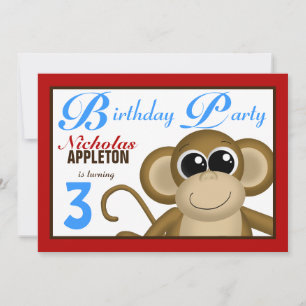 Curte Monkey Invitaciones a la fiesta de cumpleaño